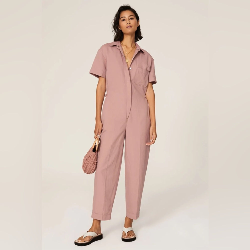 Excellent Club Monaco Blush Pink Utility Jumpsuit Sz 10 Med $248 Flattering Boho
